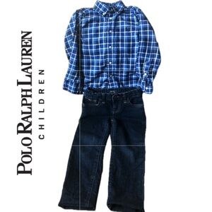 Ralph Lauren Kids Blue Checkered Button Down Shirt
